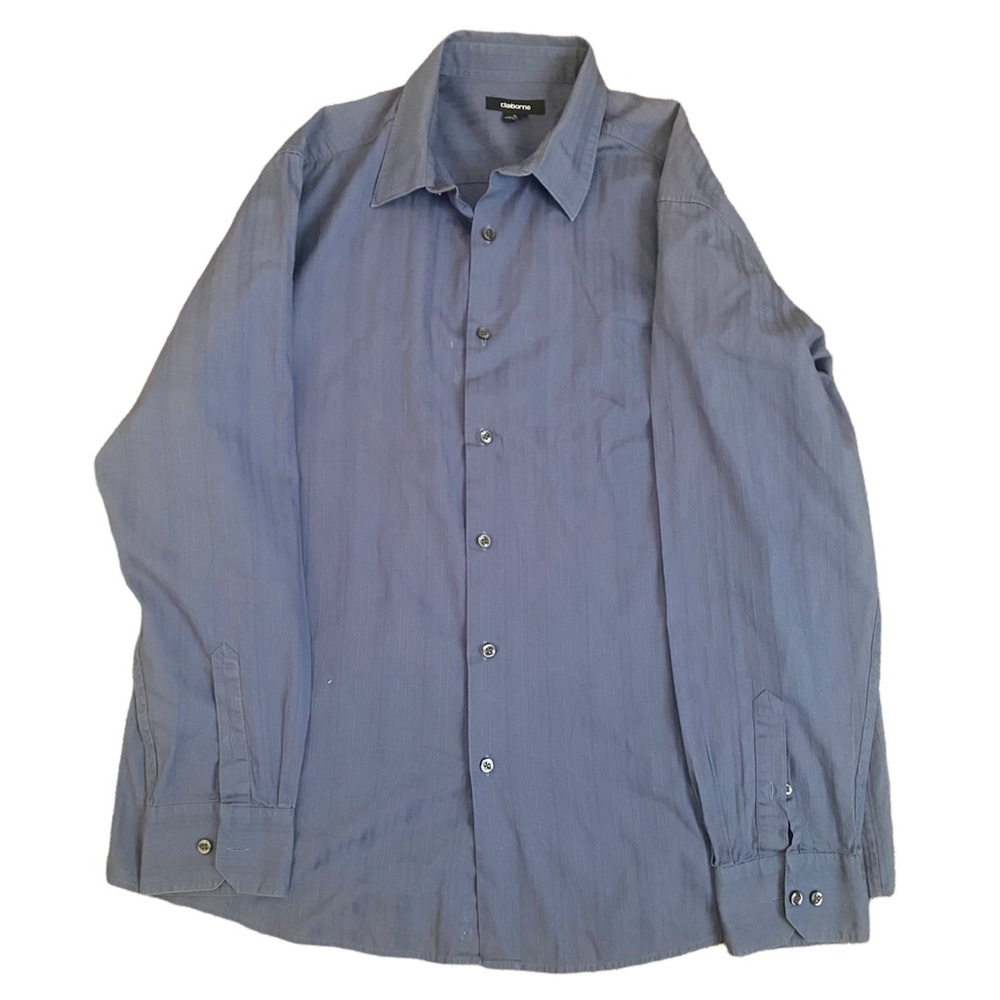 Claiborne | Mens Blue Button up Long Sleeve Stripe Dress shirt Size XL